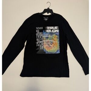 True Religion Men's Hurricane Long Sleeve Tee T-Shirt in Black XL NWT